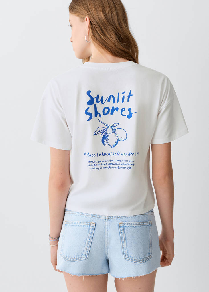 Printed cotton-blend t-shirt — Off White