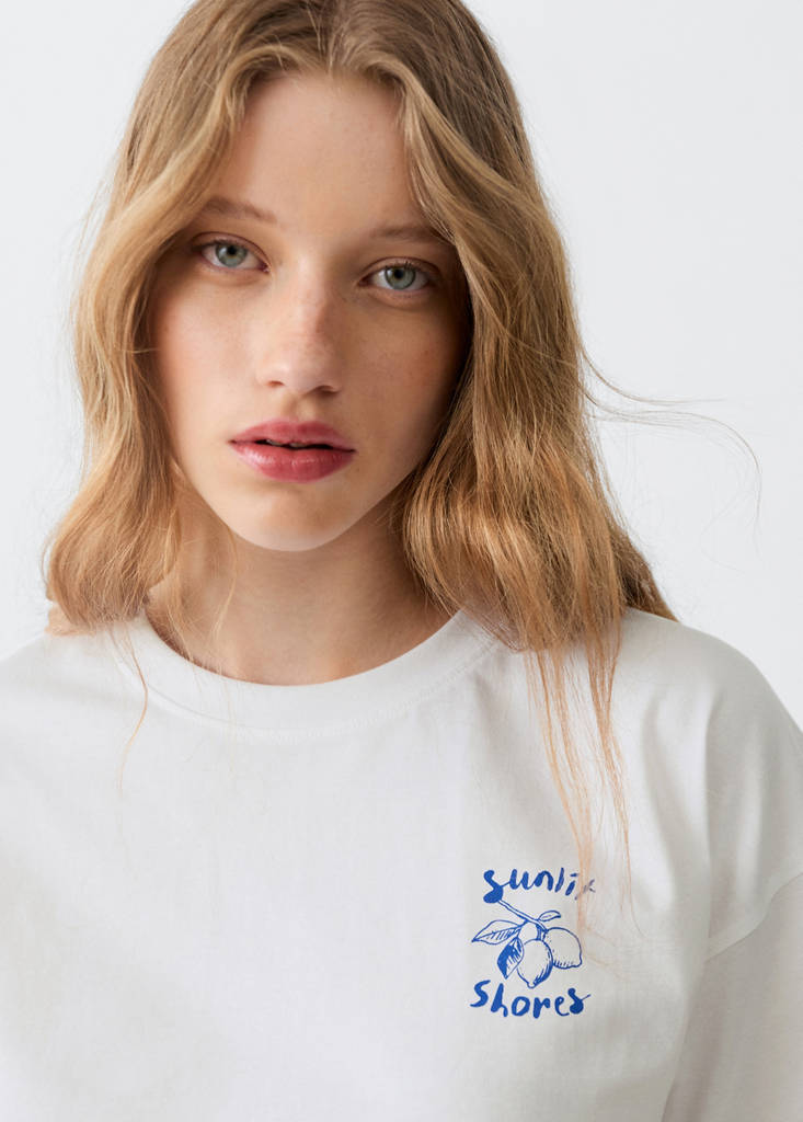 Printed cotton-blend t-shirt — Off White