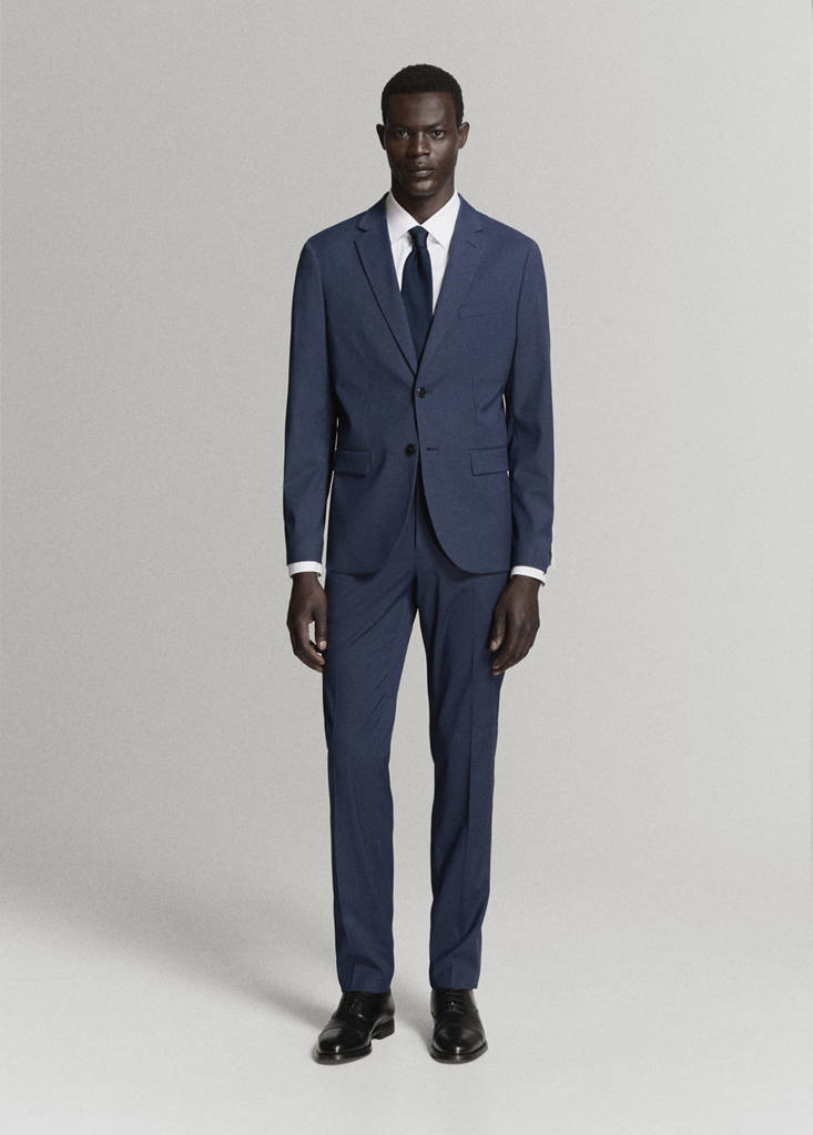 Stretch fabric super slim-fit suit trousers — Ink Blue