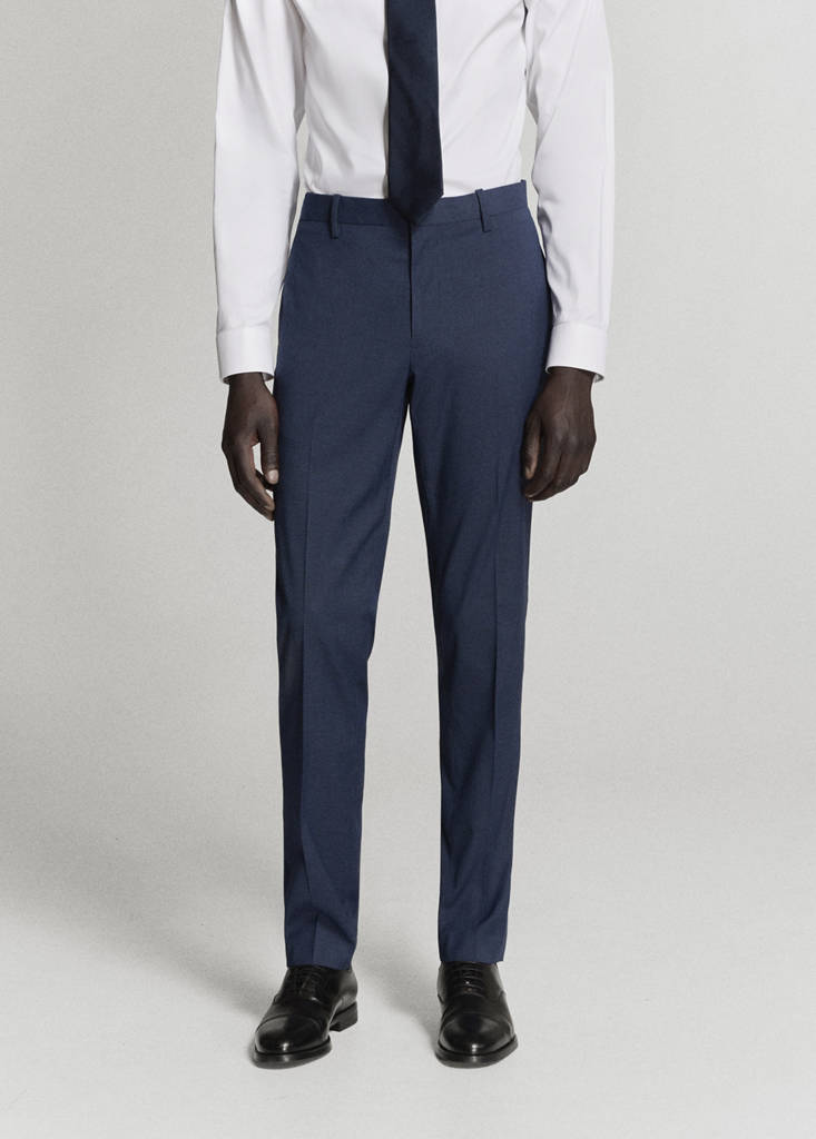 Stretch fabric super slim-fit suit trousers — Ink Blue