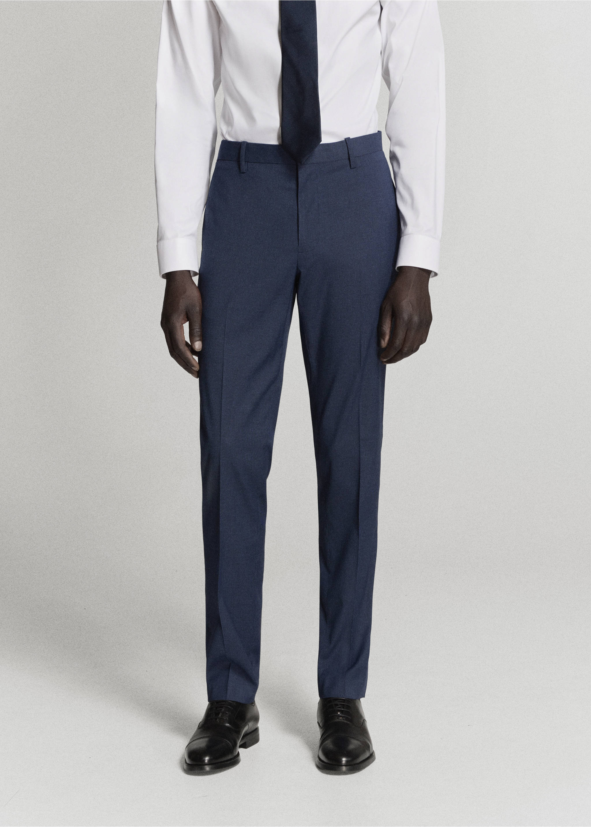 Stretch fabric super slim-fit suit trousers - Medium plane, Ink Blue. Ref: 37081413-00.