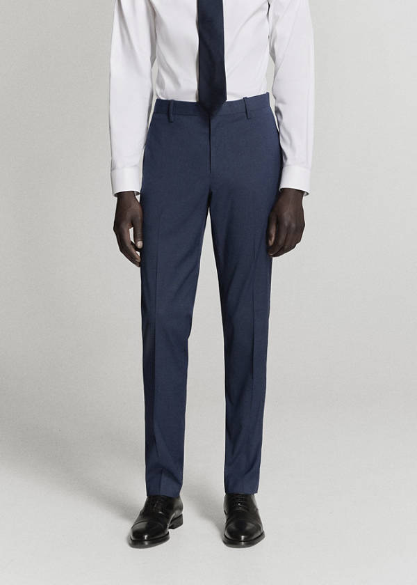 Stretch fabric super slim-fit suit trousers — Ink Blue
