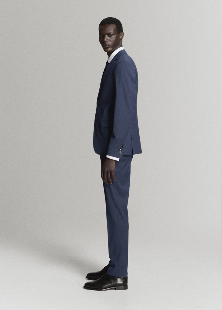 Stretch fabric super slim-fit suit trousers — Ink Blue