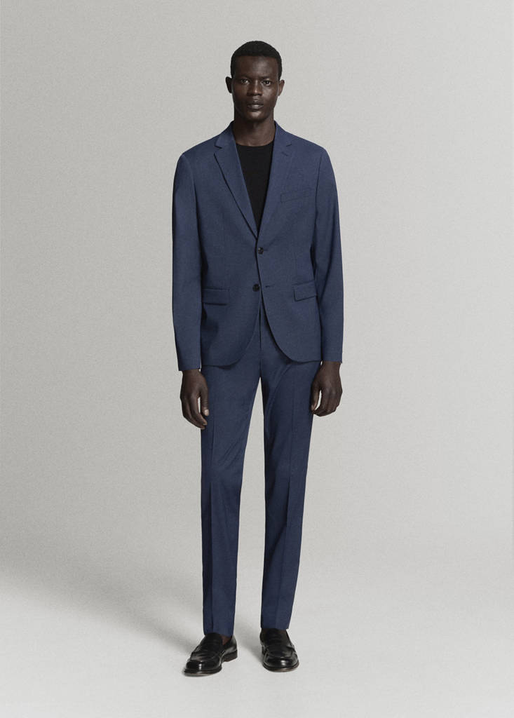 Stretch fabric super slim-fit suit trousers — Ink Blue