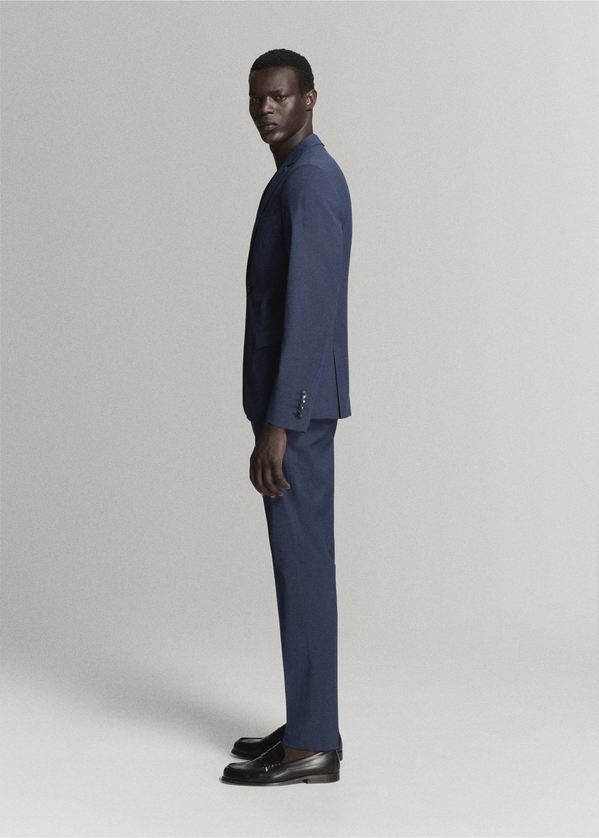 Blue suit trousers with a slim-fit silhouette., Ink Blue. Ref: 37081413-01.
