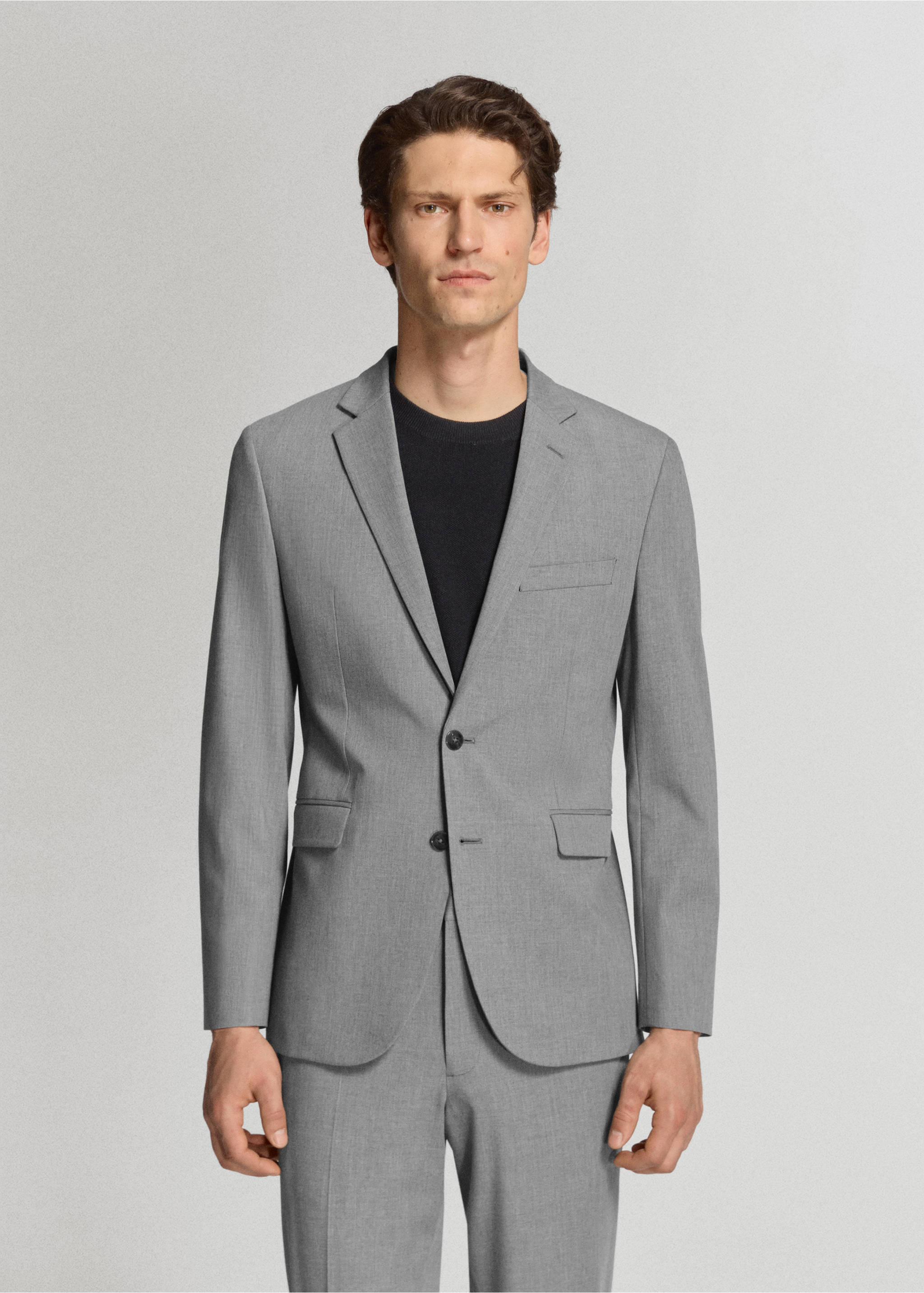 Americana traje París super slim fit - Plano medio, Gris. Ref: 37081414-02.