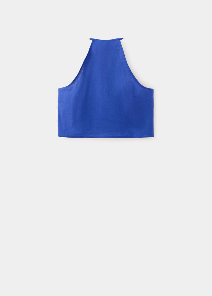 Linen cotton halter top — Blue