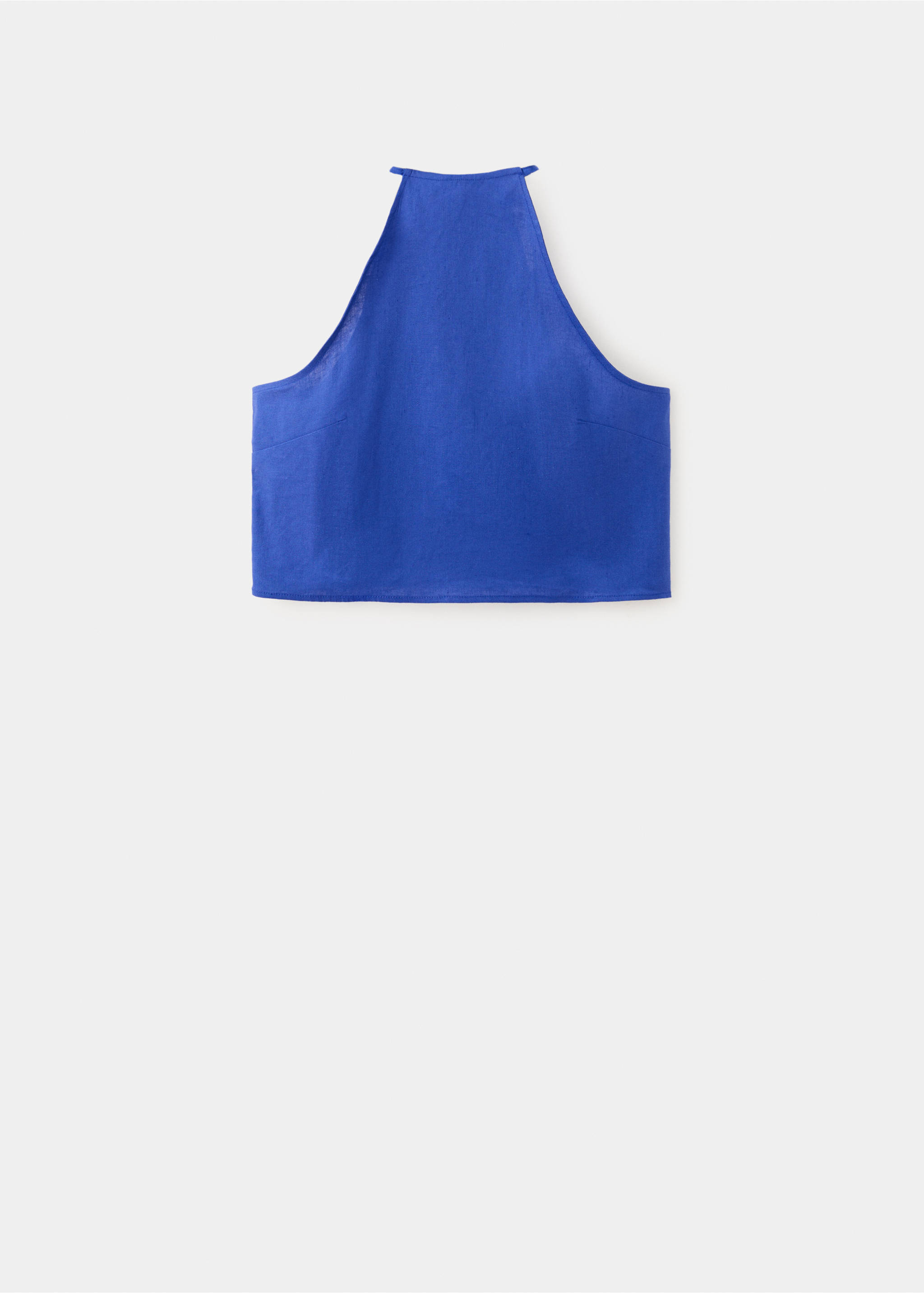 Linen cotton halter top - Article without model, Blue. Ref: 37081415-00.