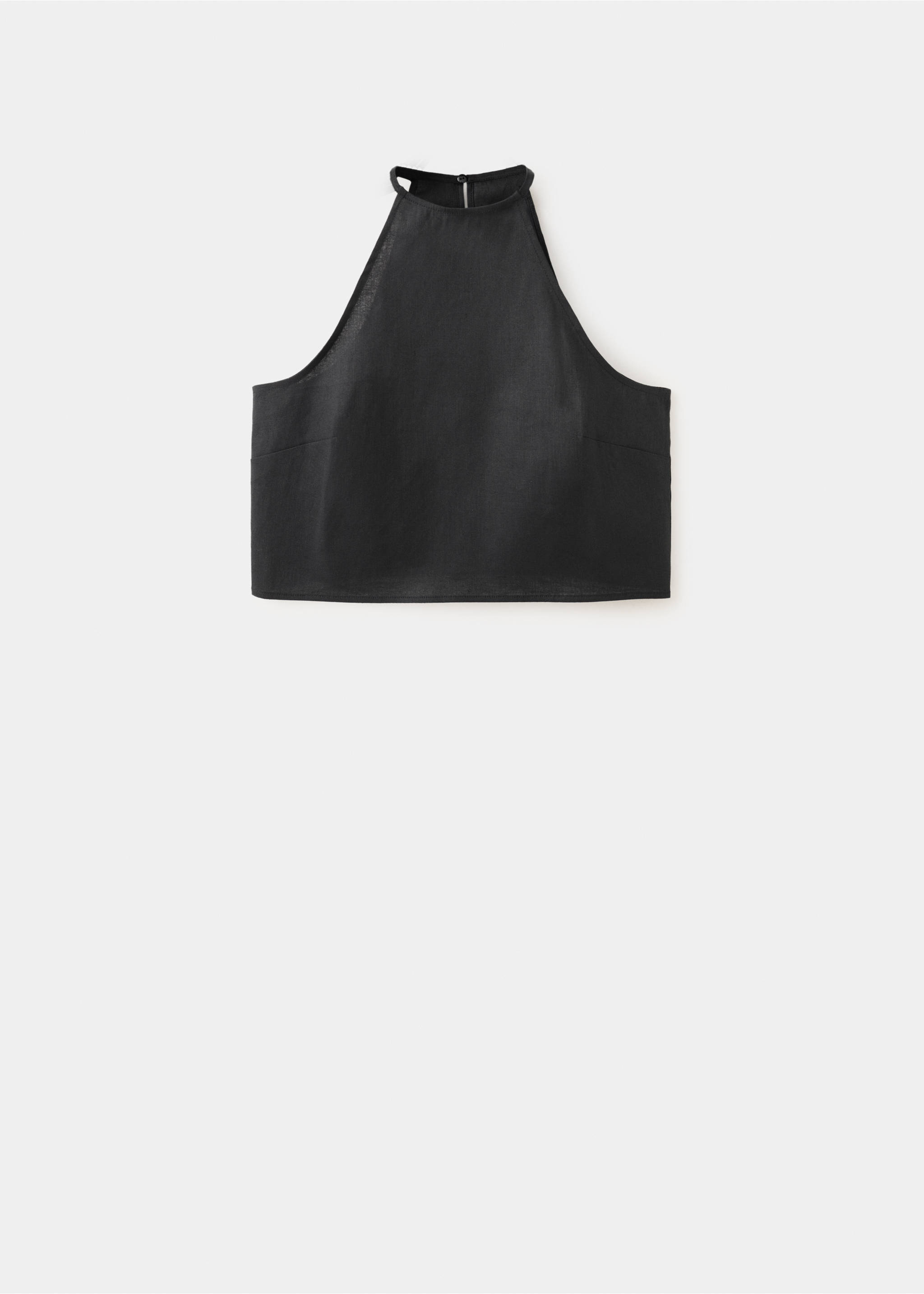 Linen cotton halter top - Article without model, Black. Ref: 37081415-00.