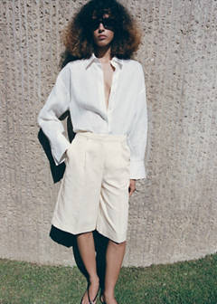 Straight linen Bermuda shorts — Off White 4