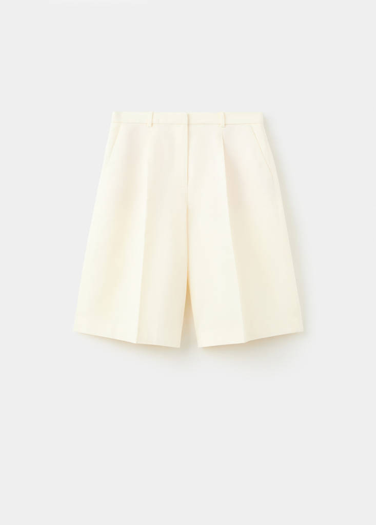 Straight linen Bermuda shorts — Off White