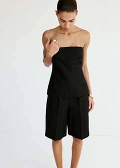 Straight linen Bermuda shorts — Black 4