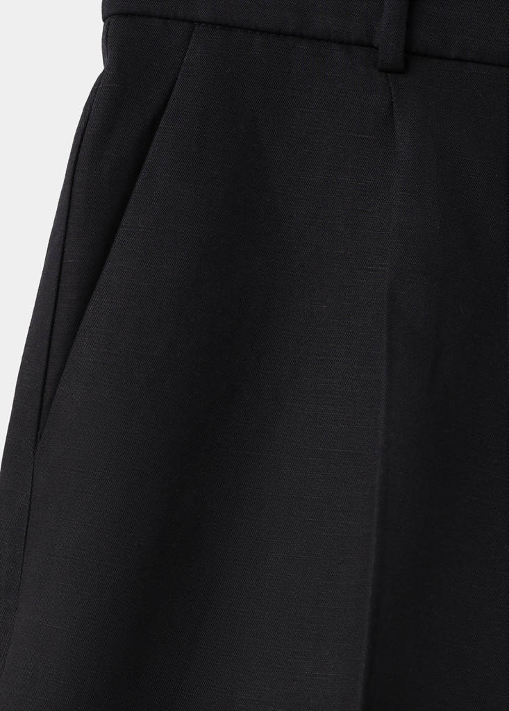 Straight linen Bermuda shorts — Black