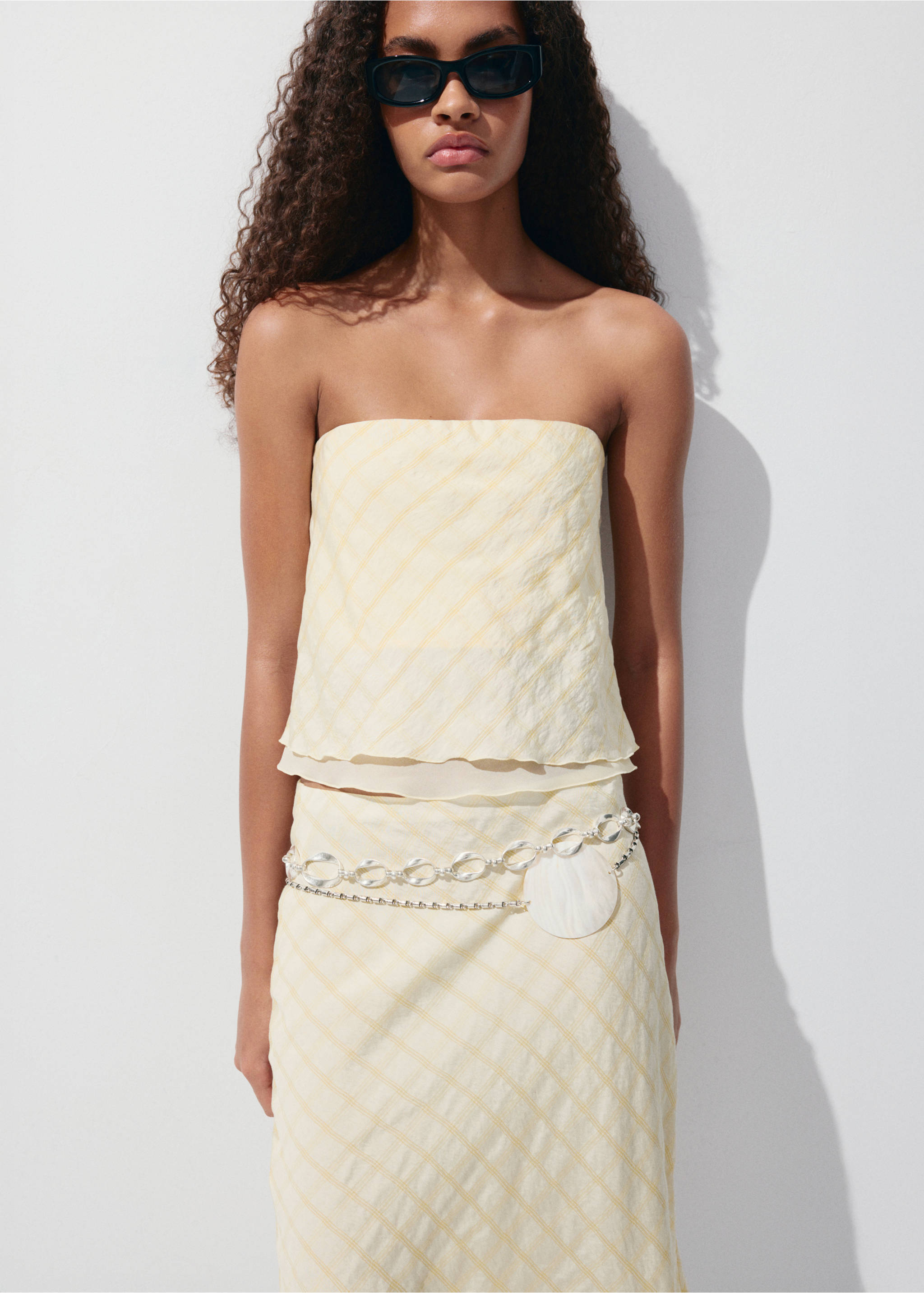 Bandeau checked top - Medium plane, Yellow. Ref: 37081417-00.
