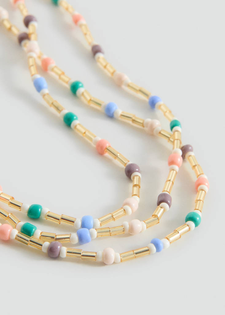 Multichain bead necklace — Blue