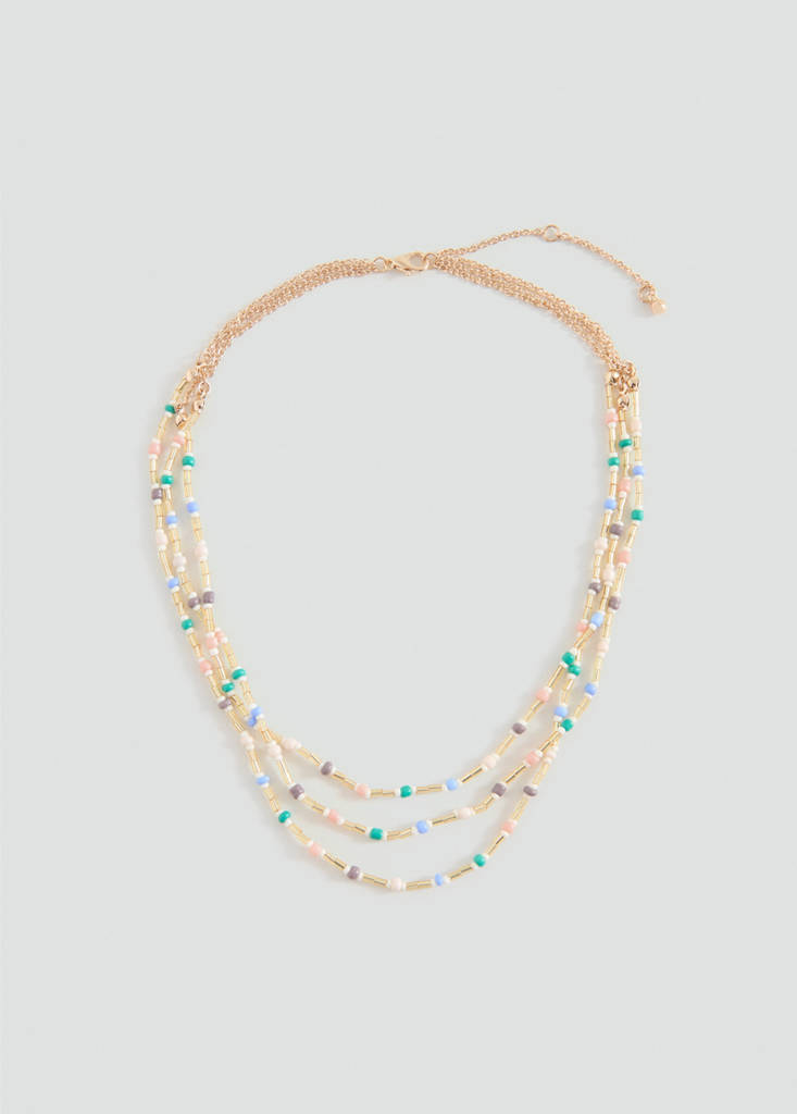 Multichain bead necklace — Blue