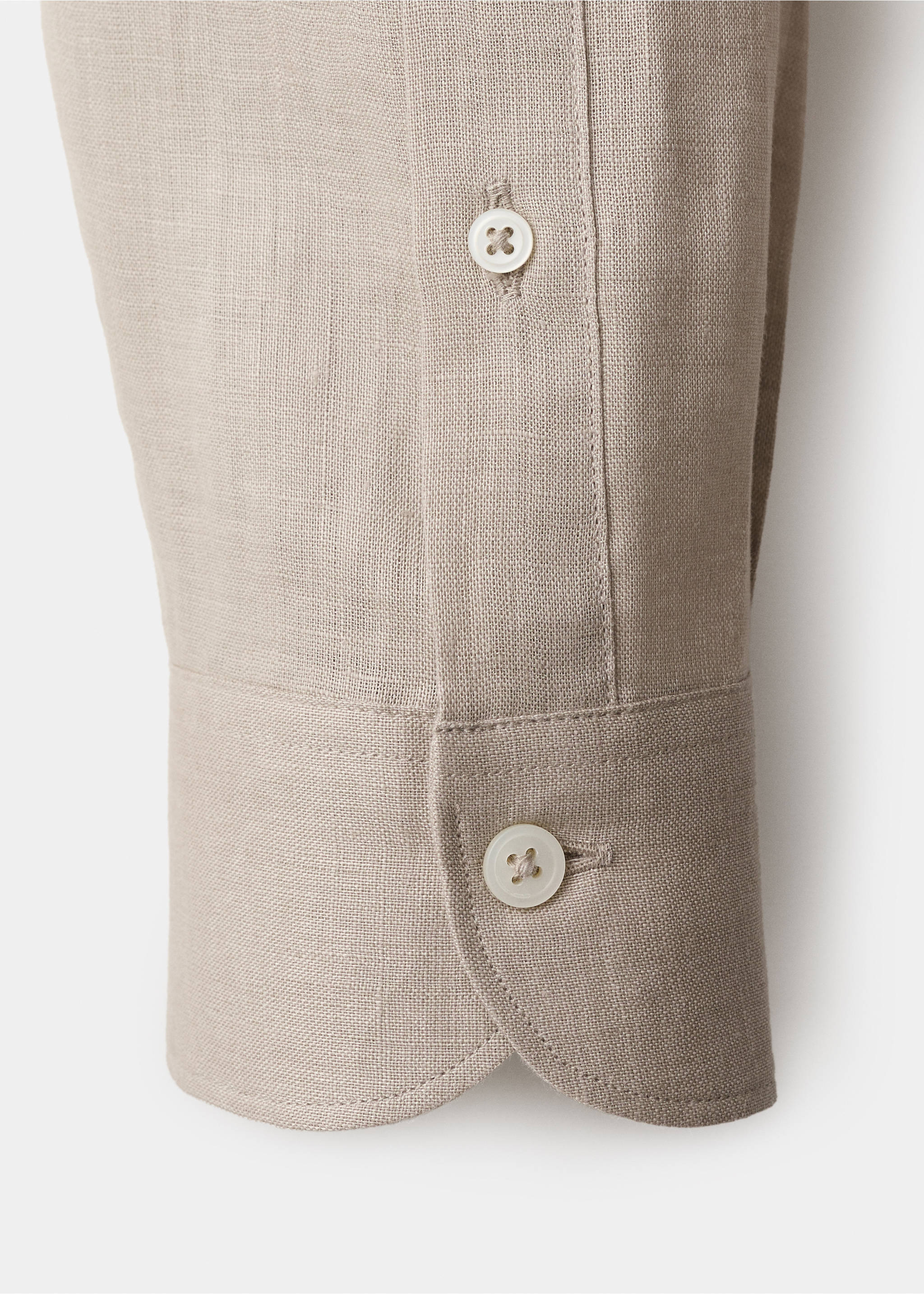 Kemeja 100% linen slim-fit - Rincian barang 0, Pasir. Ref: 37081422-00.