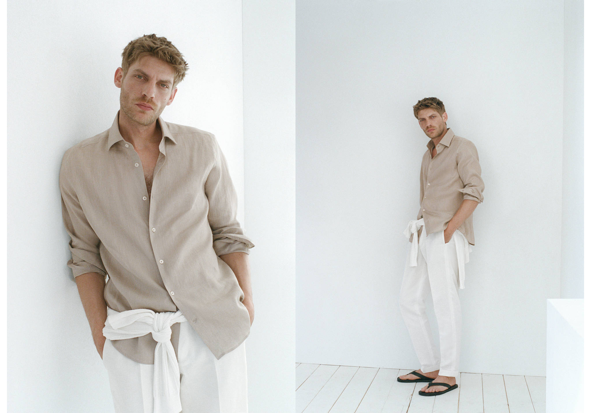100% linen slim-fit shirt - Panoramic plane