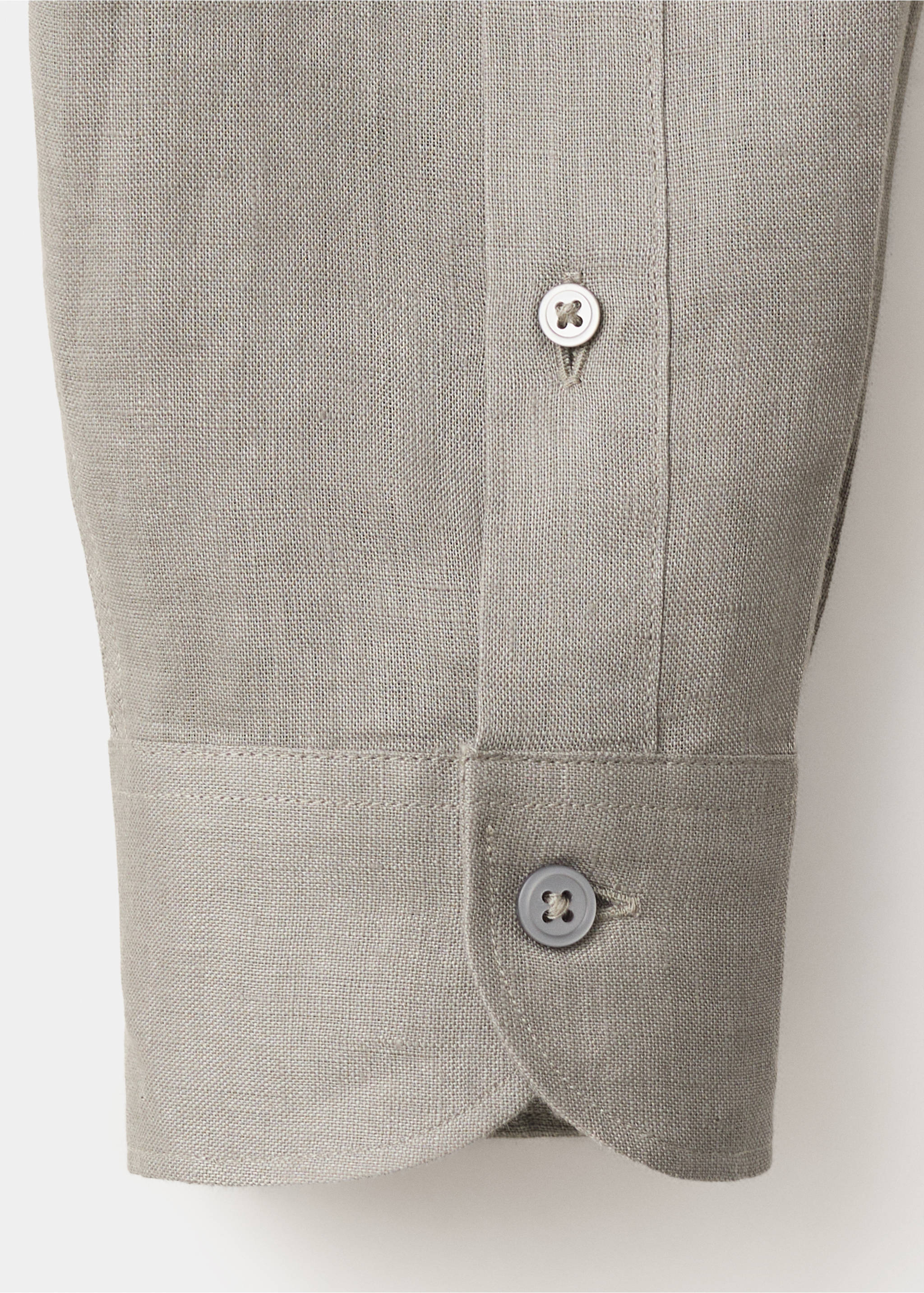 Kemeja 100% linen slim-fit - Rincian barang 0, Coklat Medium. Ref: 37081422-00.