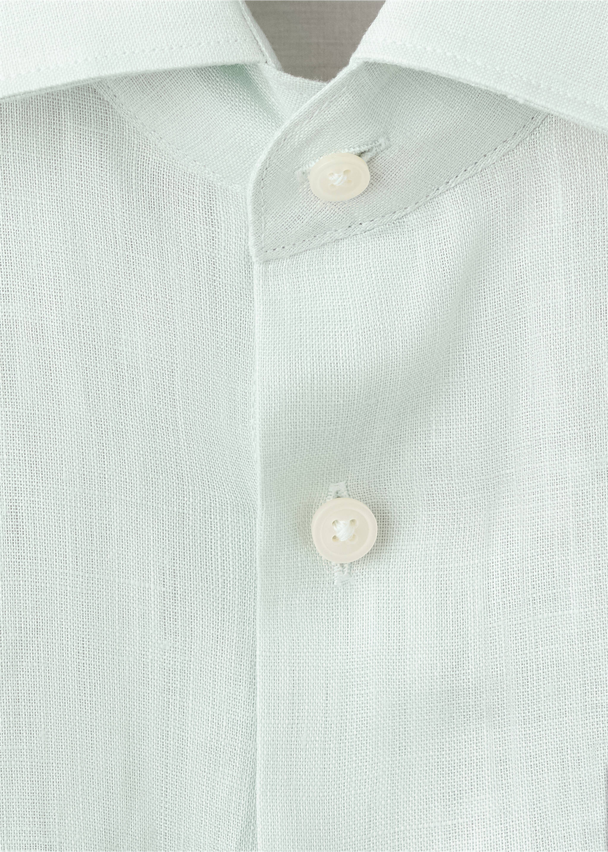Camisa slim fit 100% lino - Detalle del artículo 8, Verde agua. Ref: 37081422-00.