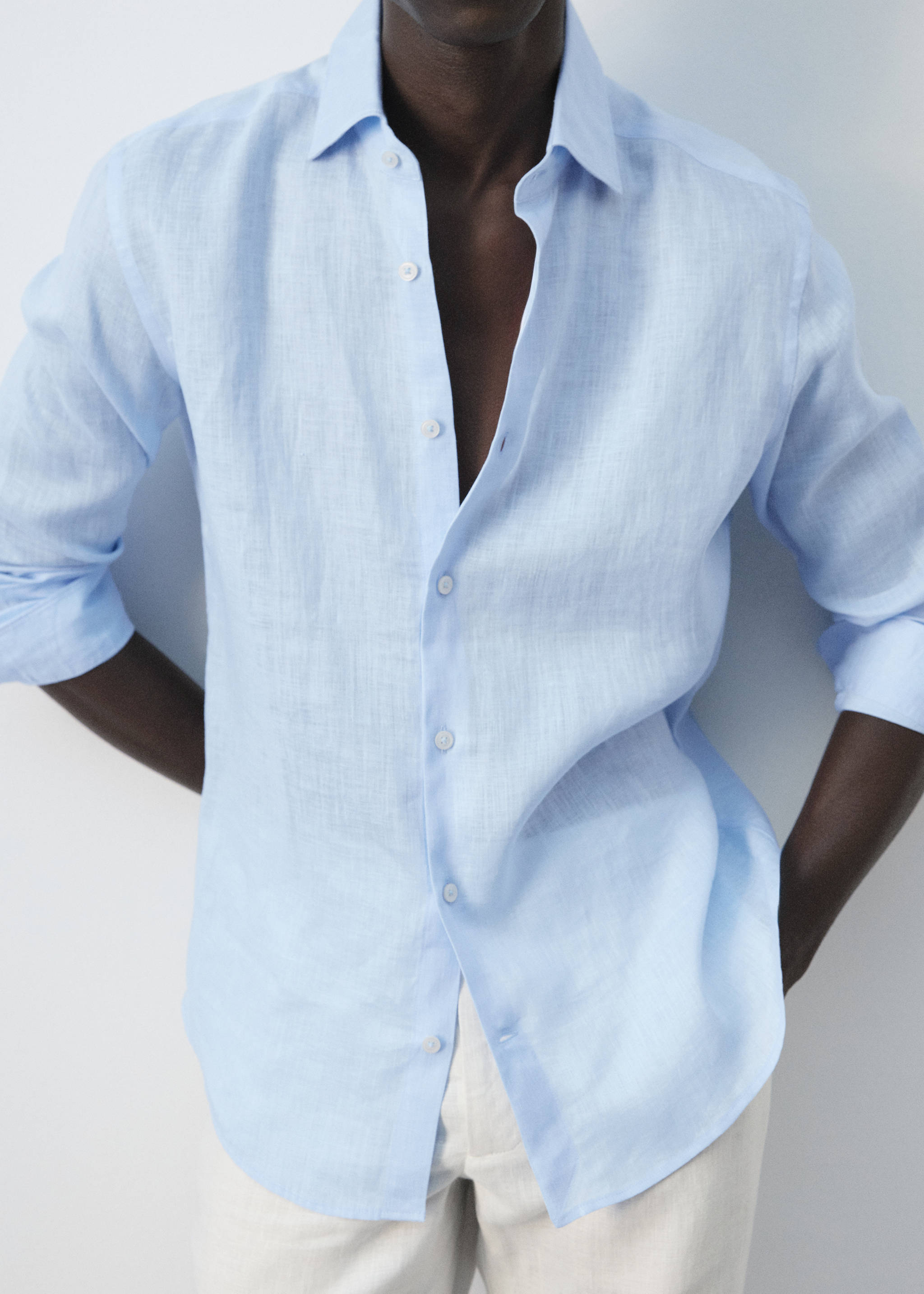 Slim Fit-Hemd aus 100 % Leinen - Detail des Artikels 3