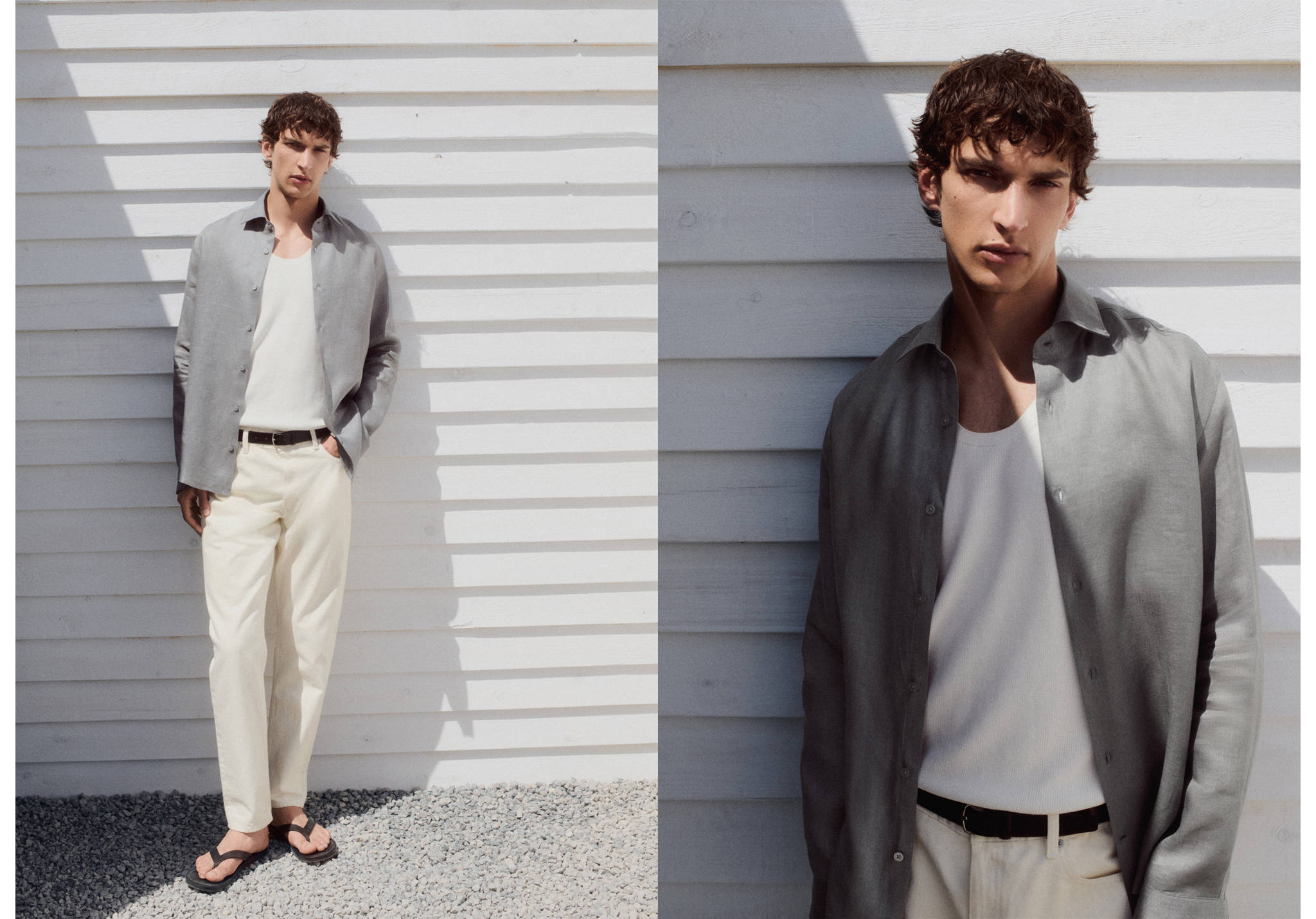 100% linen slim-fit shirt - Panoramic plane