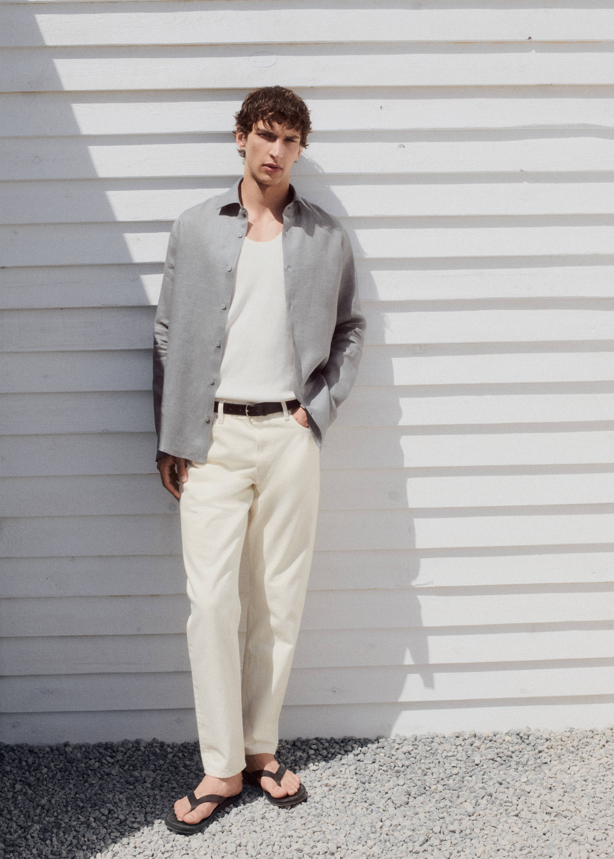 Slim Fit-Hemd aus 100 % Leinen - Detail des Artikels 7