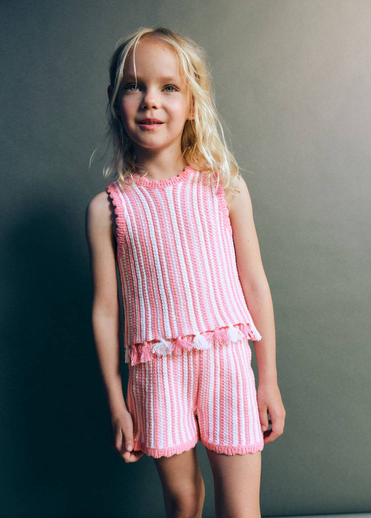 Fringe crochet top — Pink