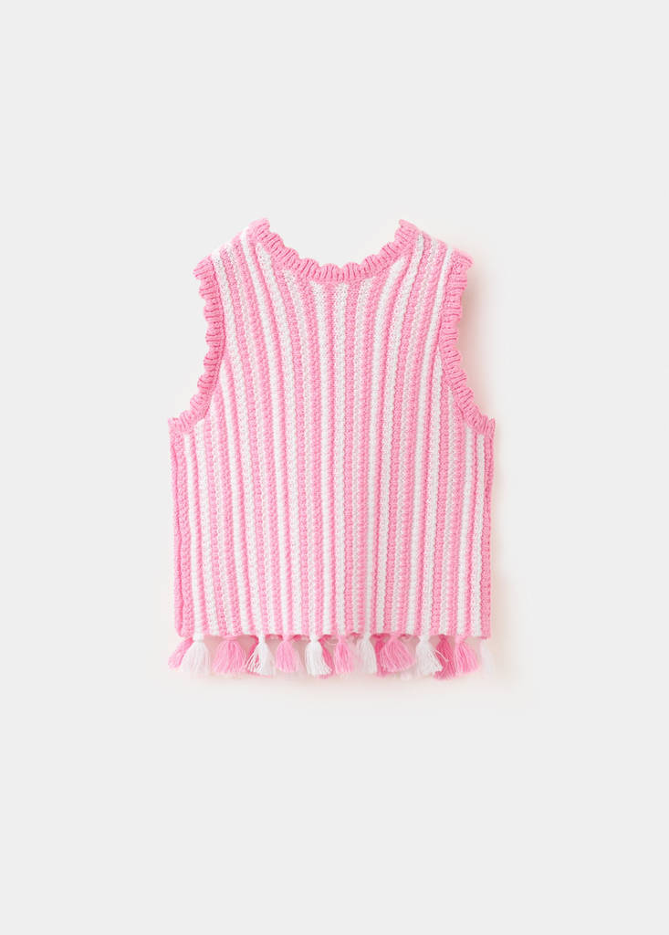 Fringe crochet top — Pink