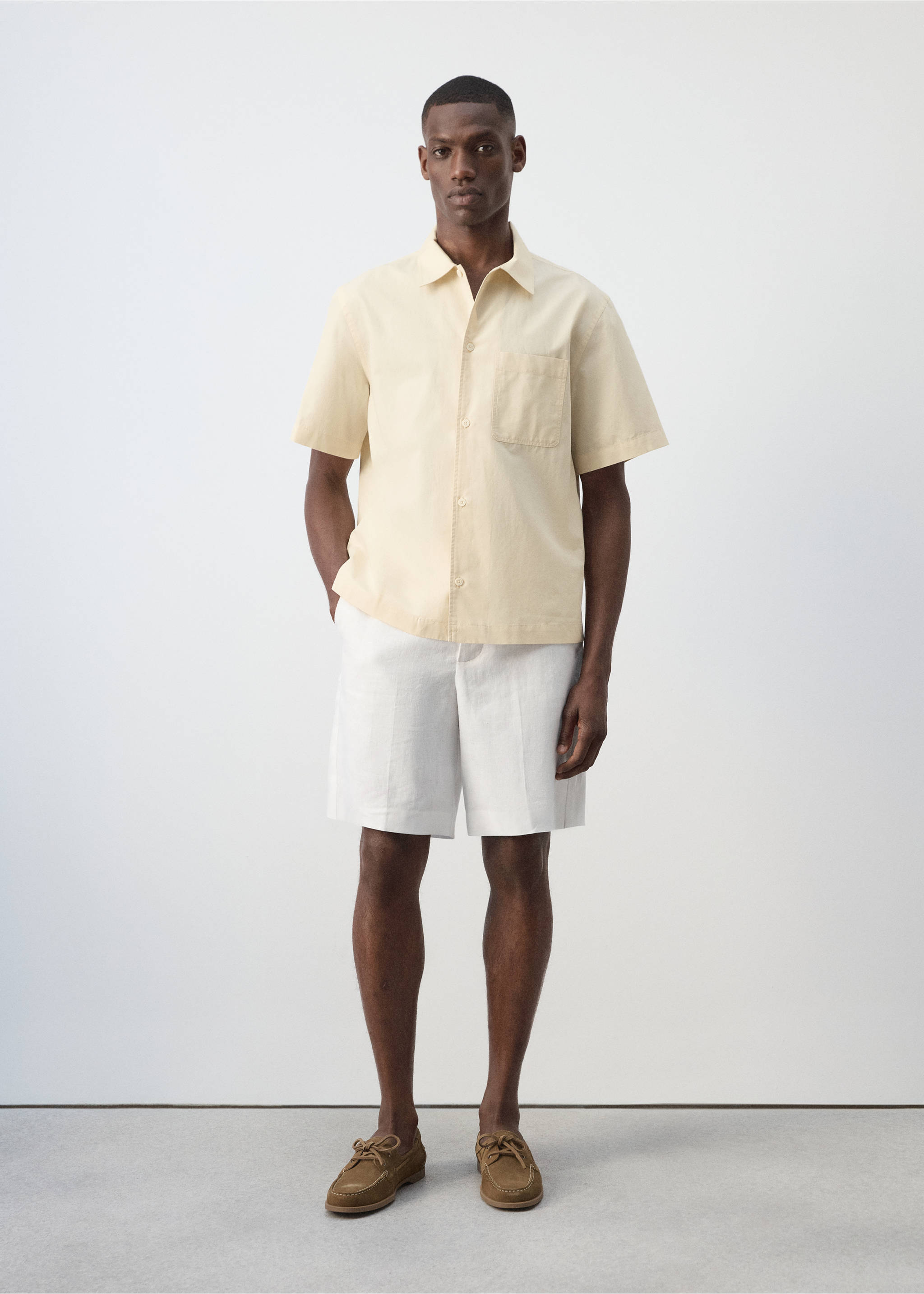 Camisa cotó regular fit - Pla general, Vainilla. Ref: 37081424-00.