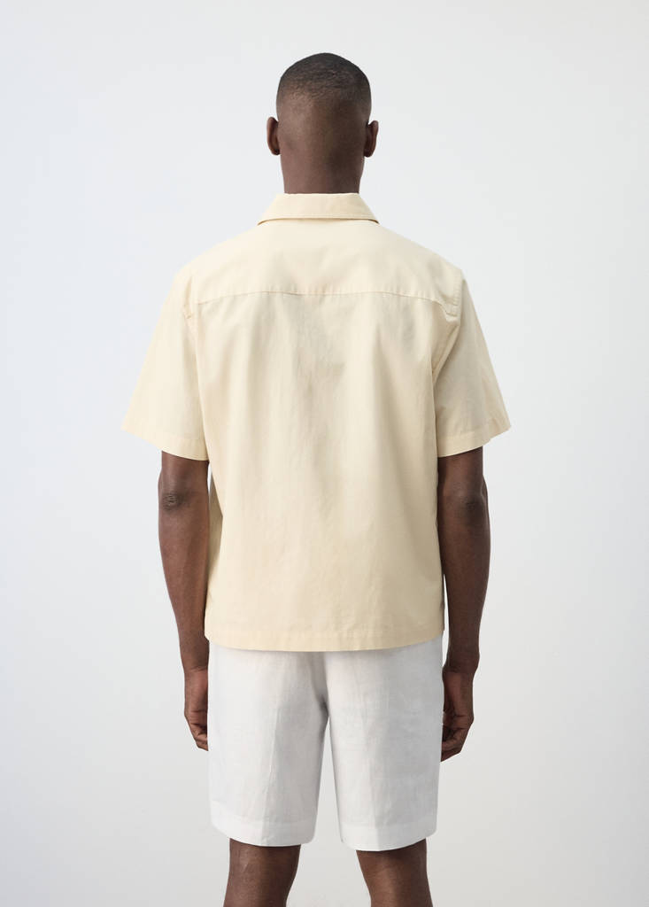 Regular fit cotton-linen blend shirt — Vanilla