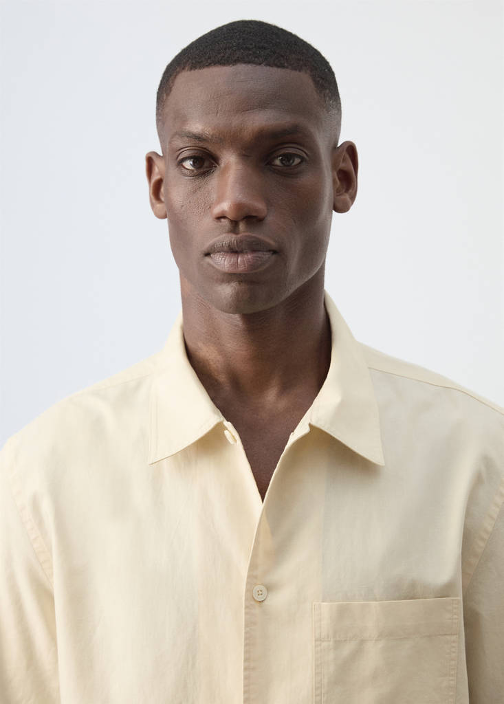 Regular fit cotton-linen blend shirt — Vanilla