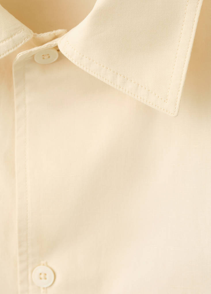 Regular fit cotton-linen blend shirt — Vanilla
