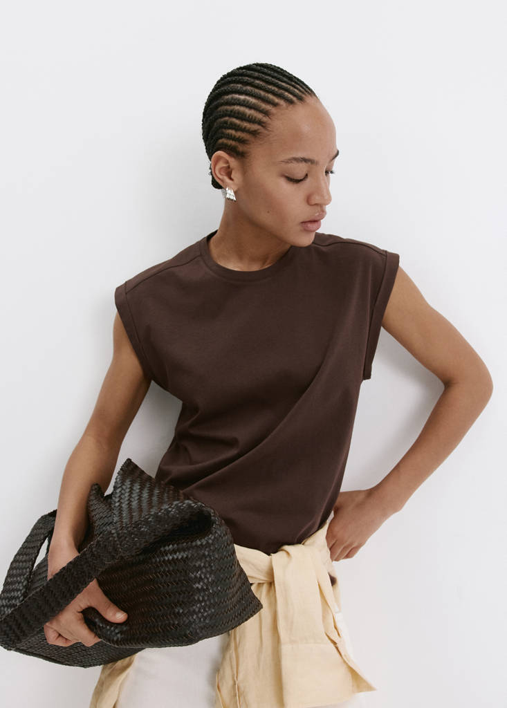 Short-sleeved cotton t-shirt — Brown