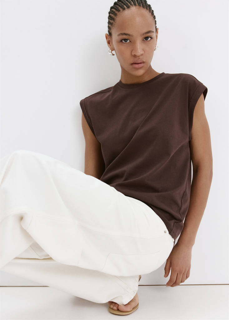 Short-sleeved cotton t-shirt — Brown