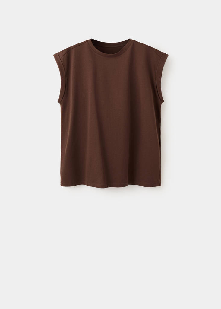 Short-sleeved cotton t-shirt — Brown