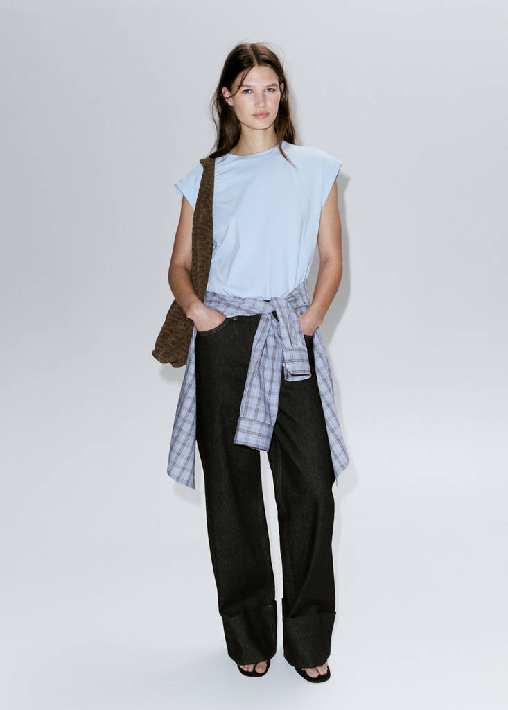 Short-sleeved cotton t-shirt — Sky Blue