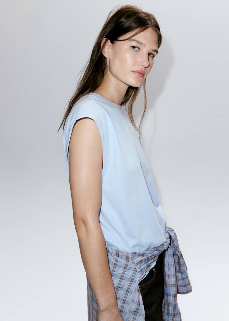 Short-sleeved cotton t-shirt — Sky Blue
