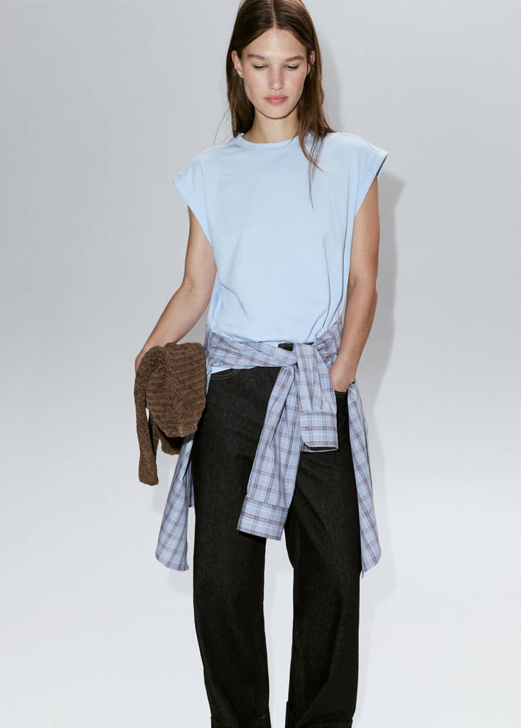Short-sleeved cotton t-shirt — Sky Blue