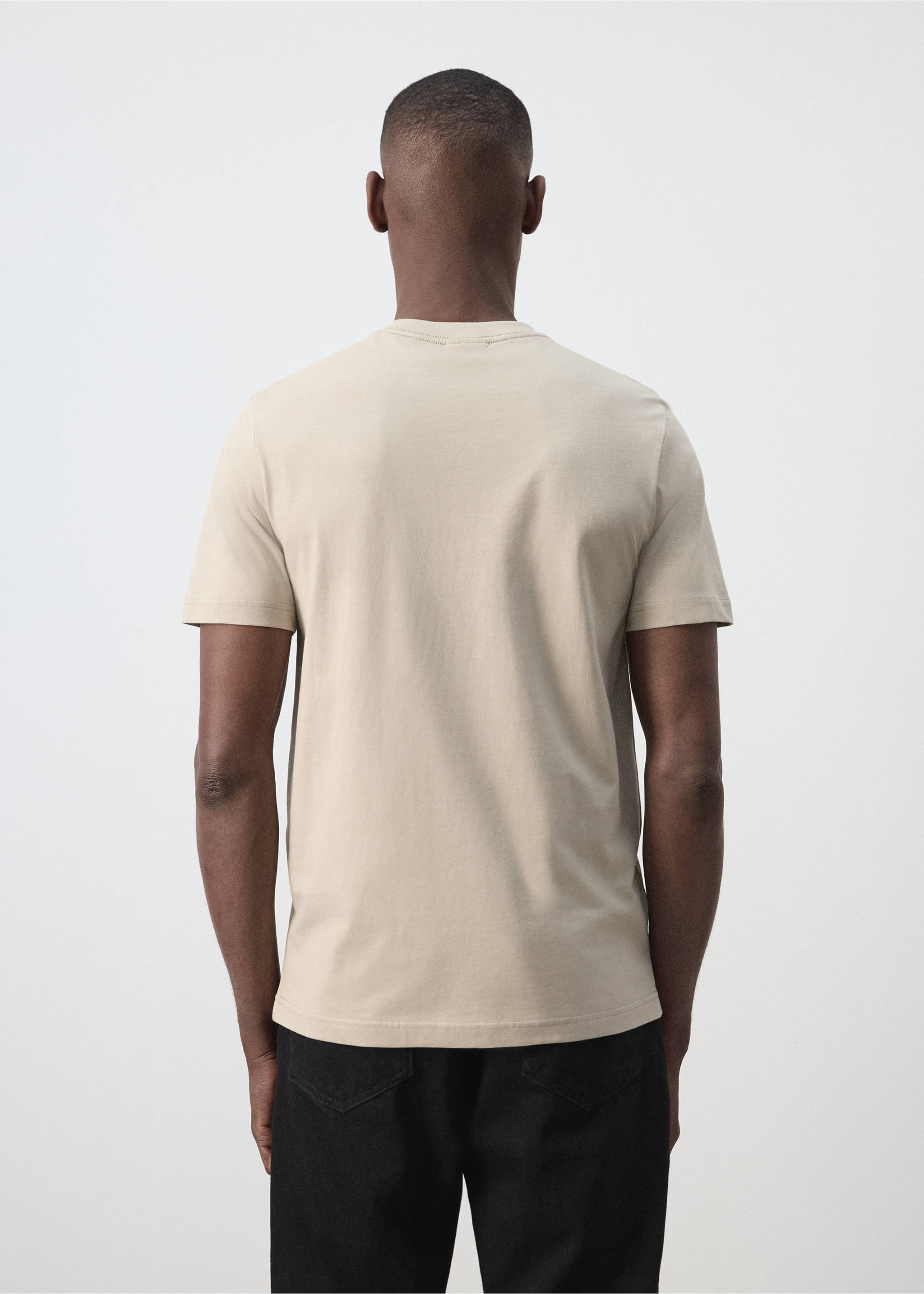Slim fit T-shirt 180gsm - Reverse of the article, Sand. Ref: 37081426-00.
