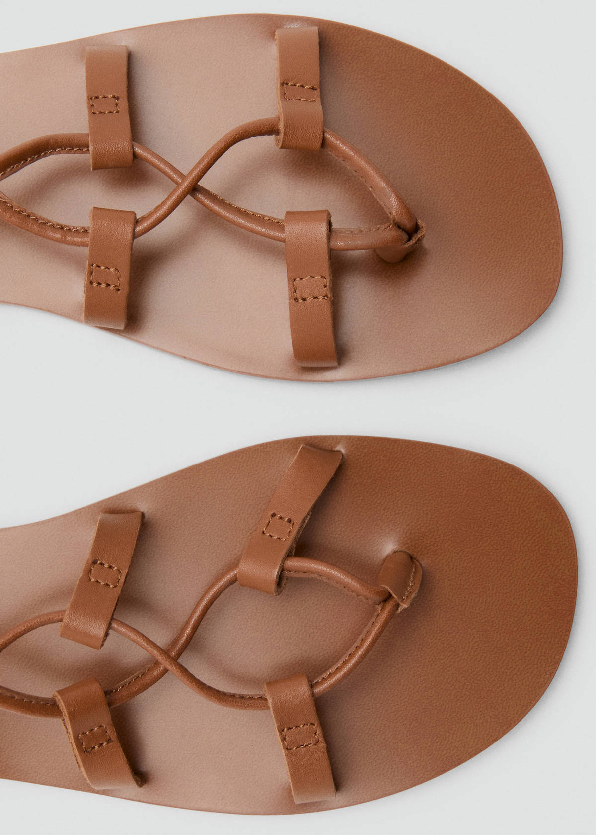 Cross-strap leather sandals — Medium Brown
