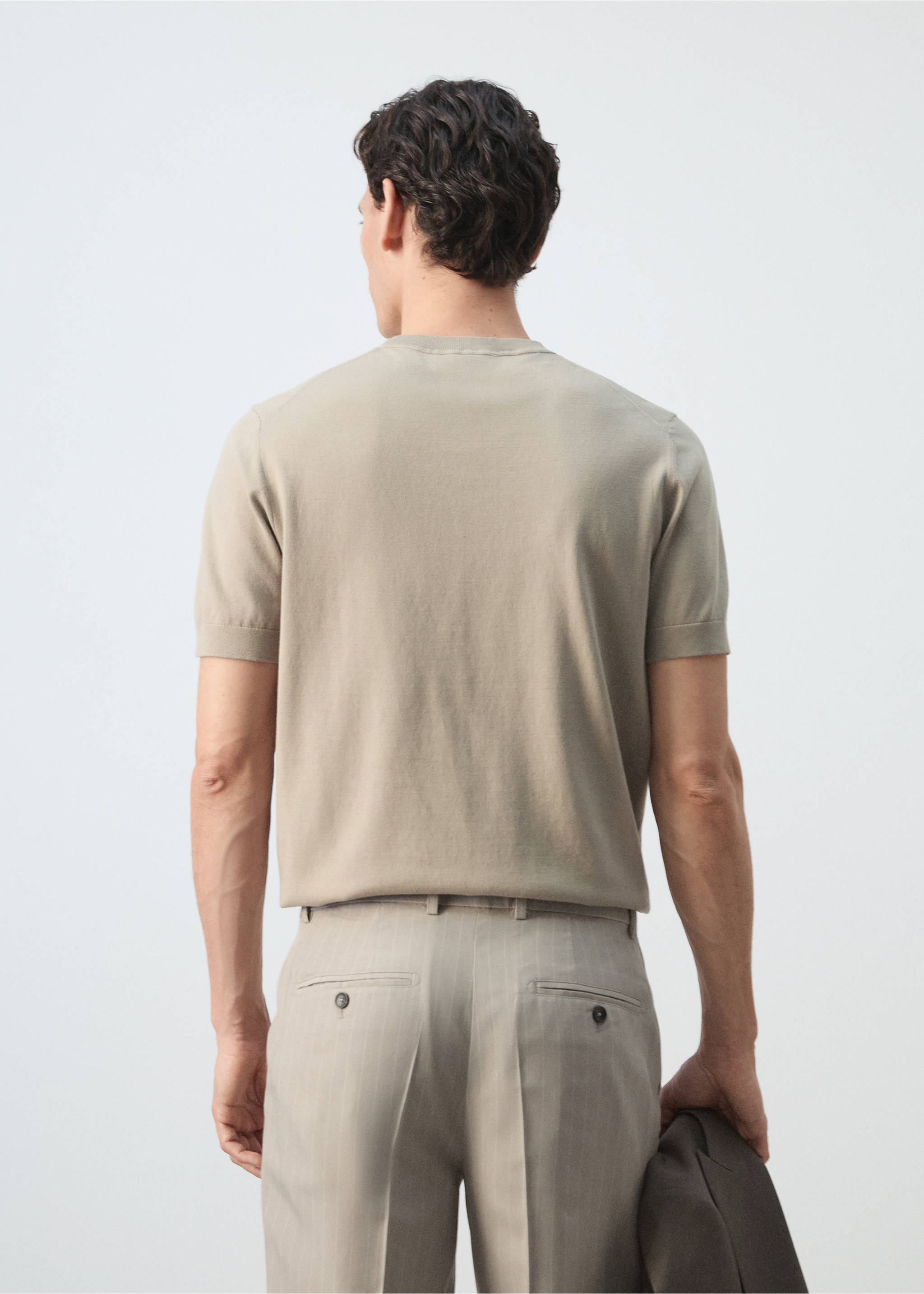 T-shirt maille fine coton - Verso de l’article, Sable. Ref: 37081435-00.