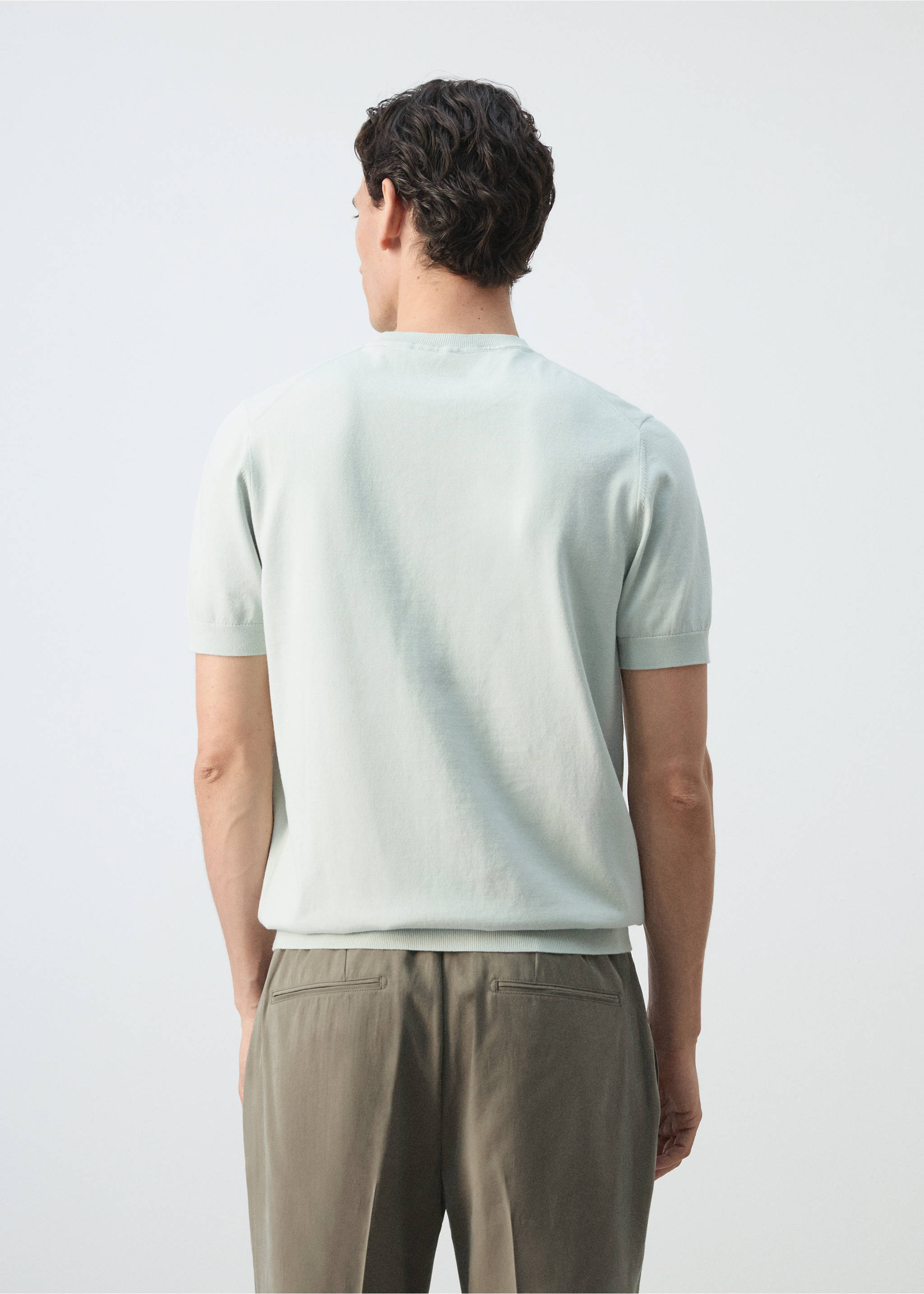 T-shirt maille fine coton - Verso de l’article, Vert pastel. Ref: 37081435-00.