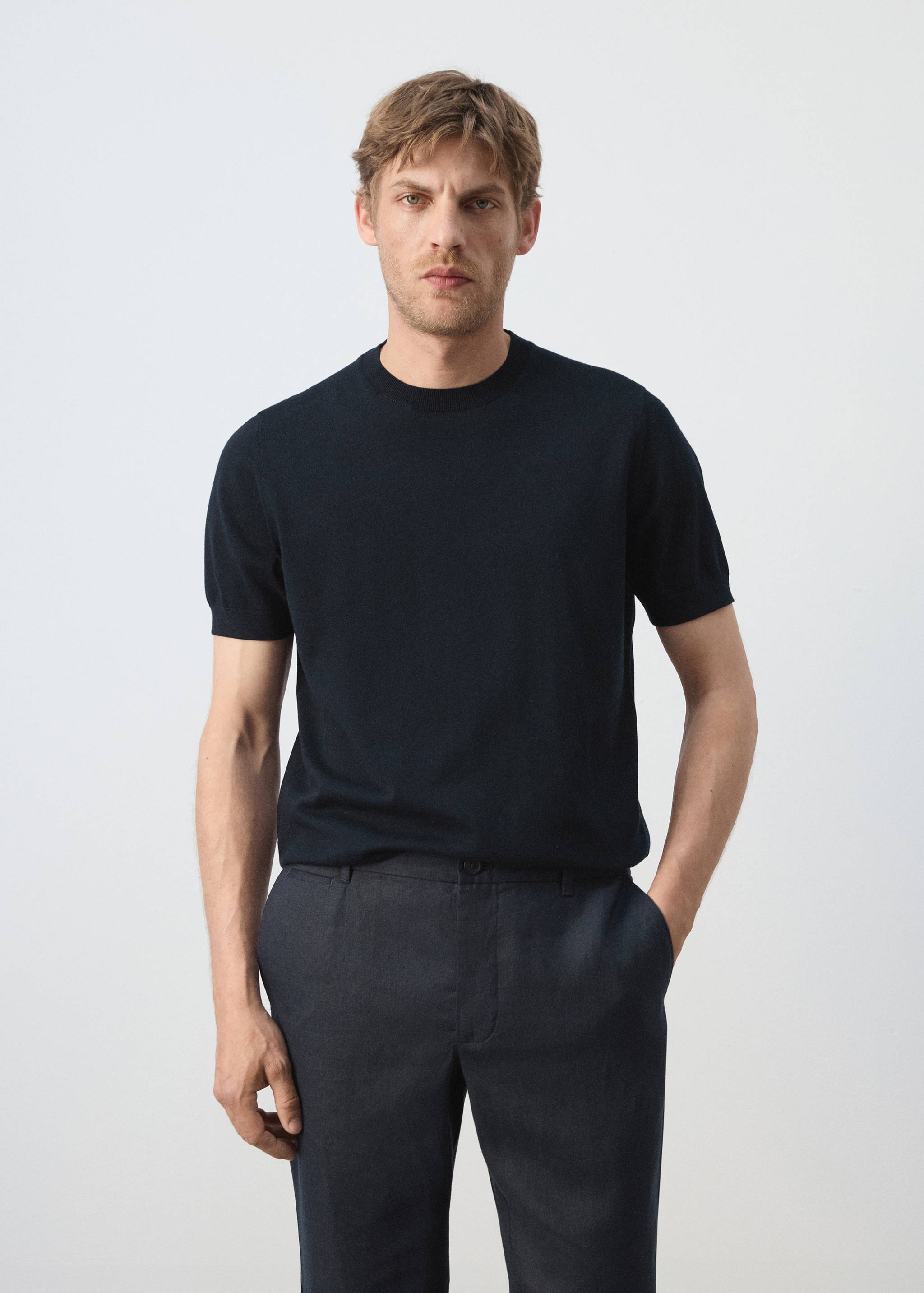 Camiseta punto fino algodón - Plano medio