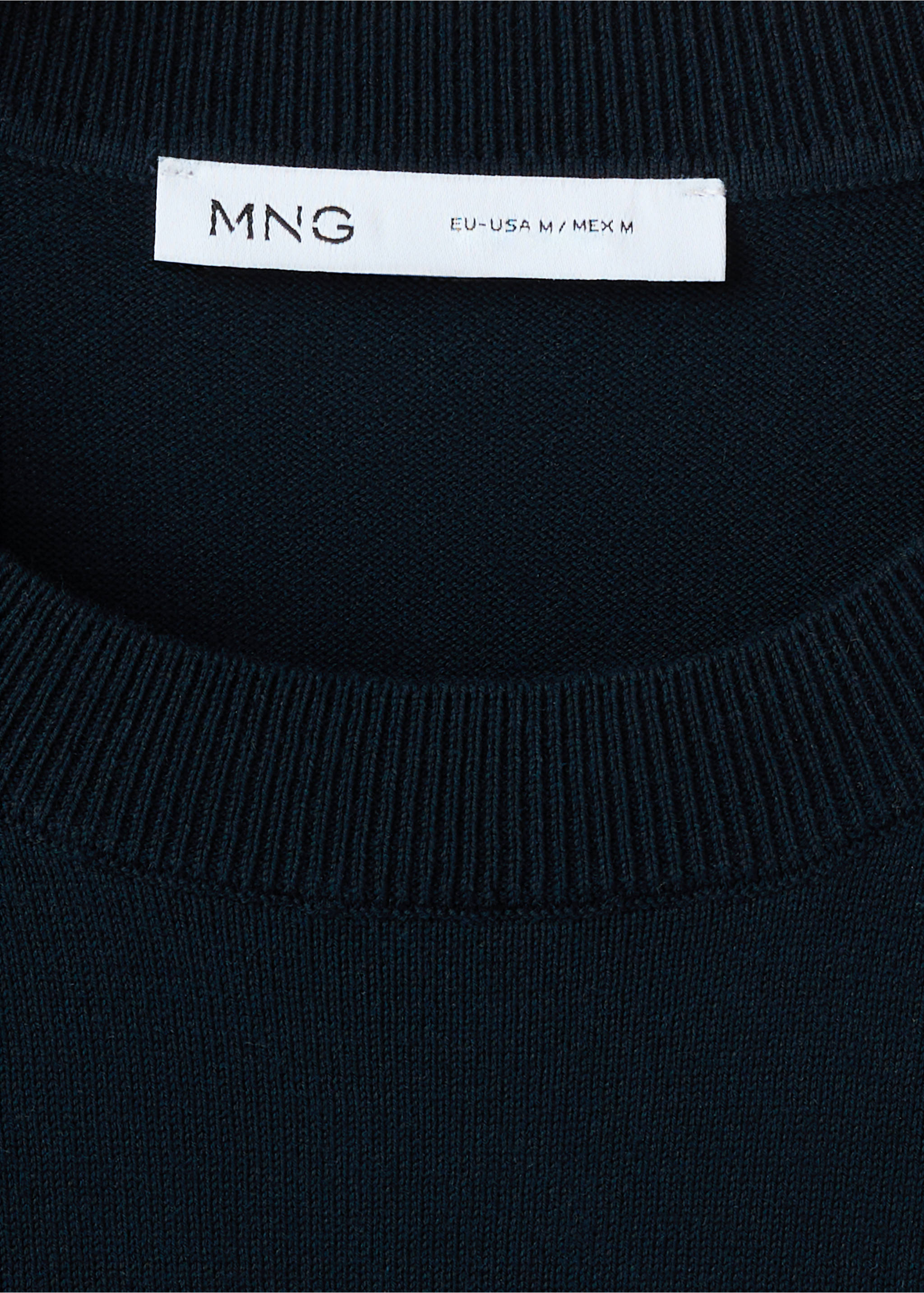 Cotton fine-knit t-shirt - Details of the article 8, Night Blue. Ref: 37081435-00.