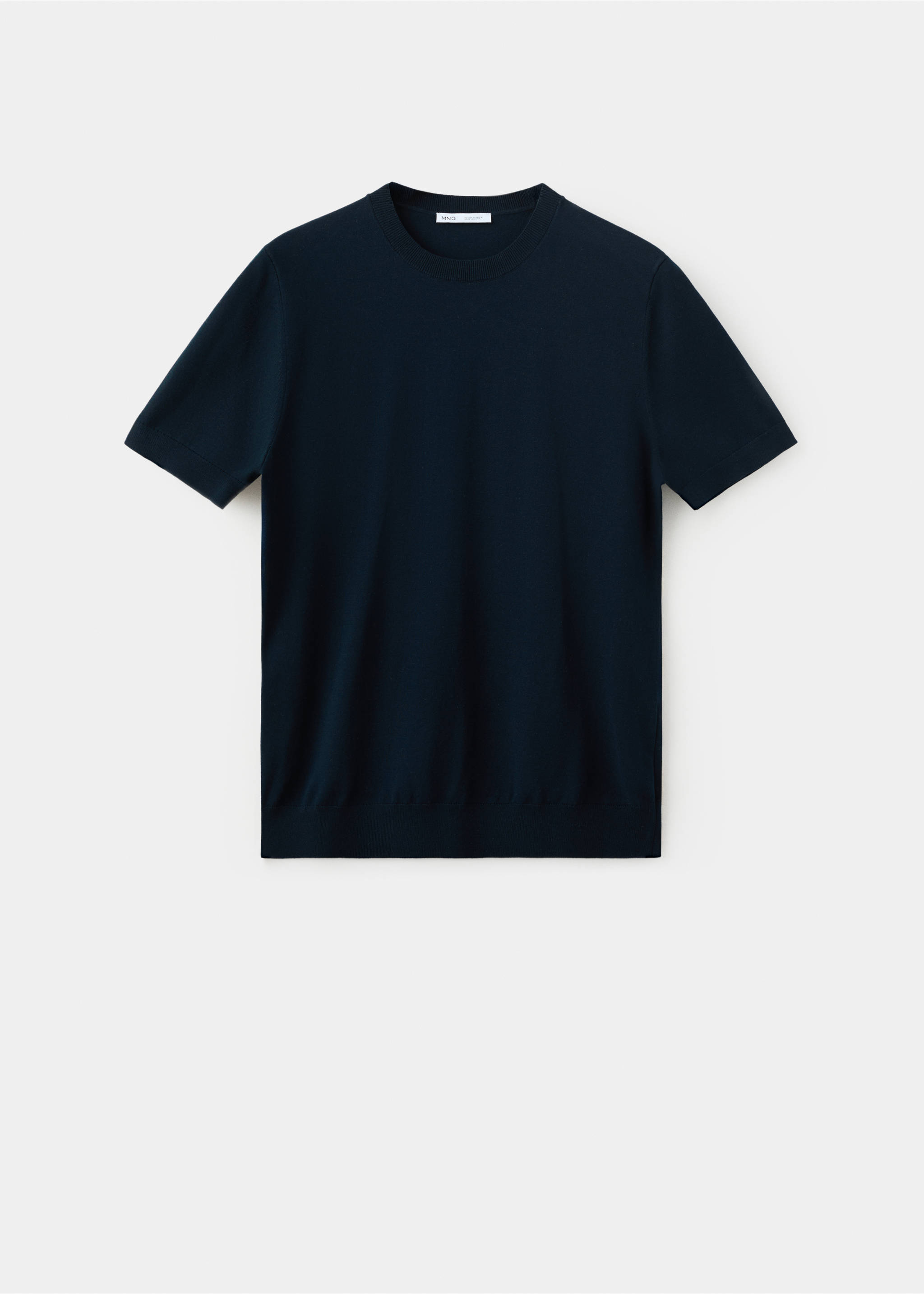 Cotton fine-knit t-shirt - Article without model, Night Blue. Ref: 37081435-00.