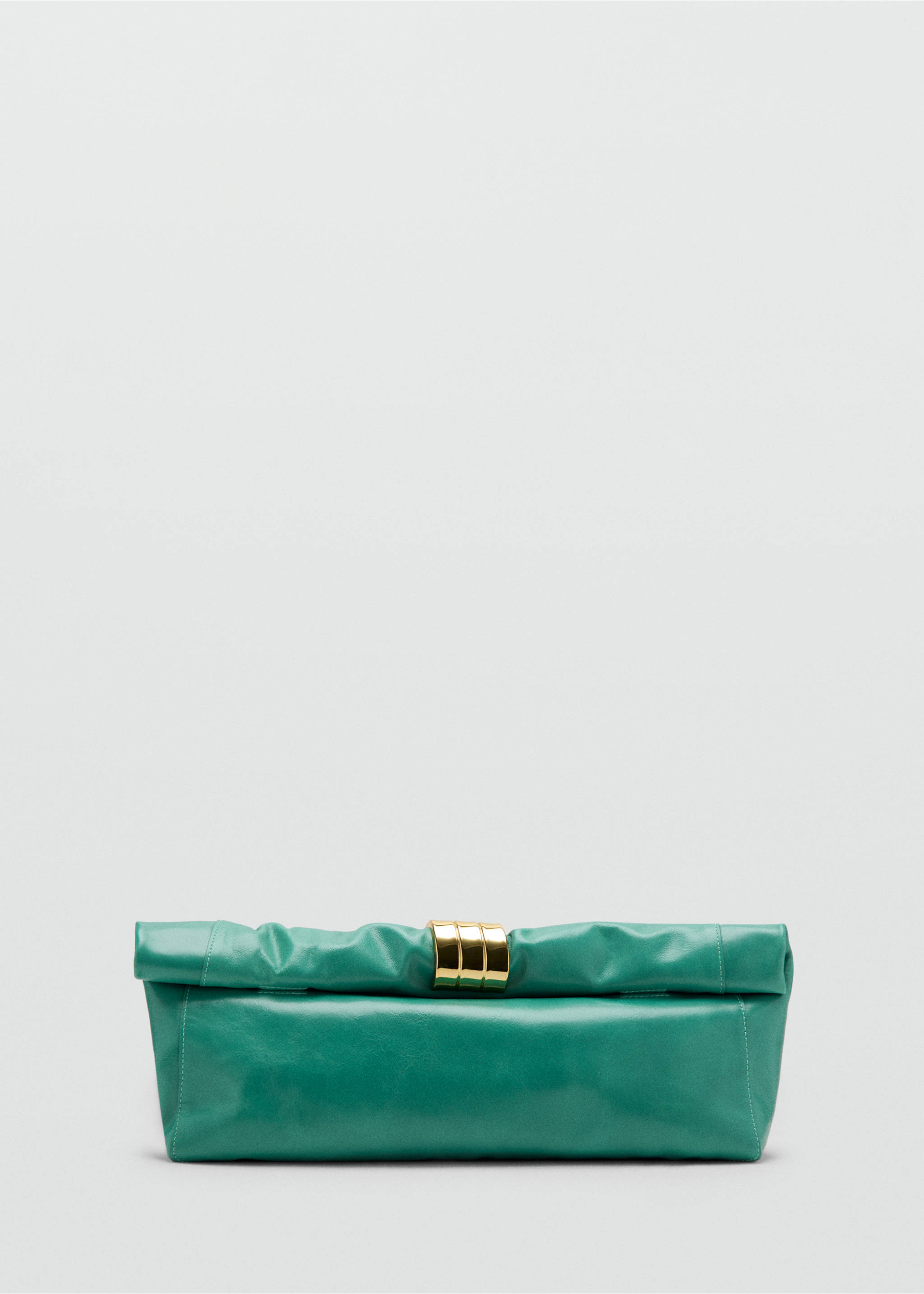 Sac à main en cuir avec applique métallique - Article sans modèle, Turquoise. Ref: 37081437-00.