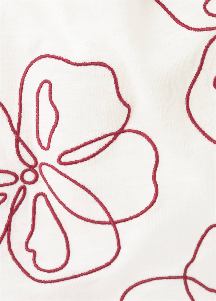 Floral-embroidered cotton t-shirt — Off White