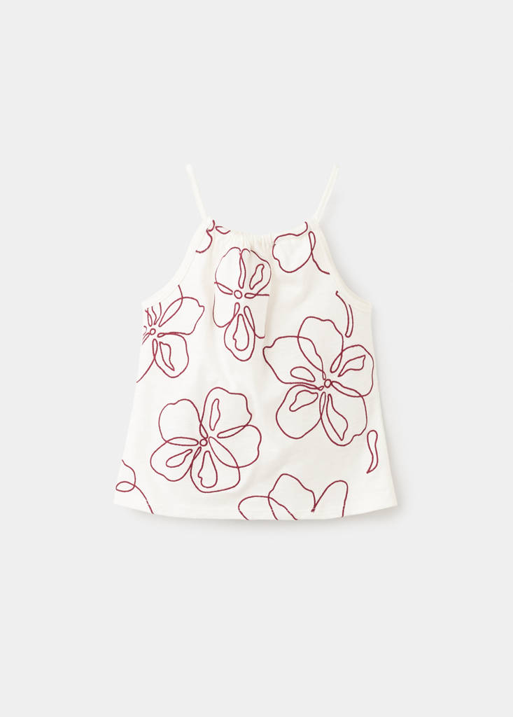 Floral-embroidered cotton t-shirt — Off White