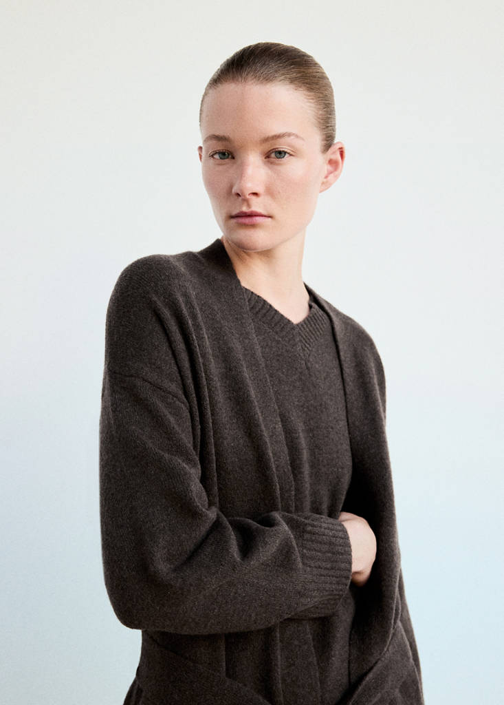 Long knitted robe — Chocolate
